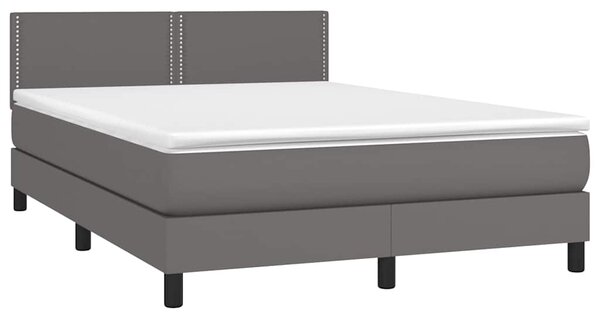 Box spring postel s matrací a LED šedá 140x190 cm umělá kůže 3134163