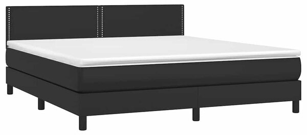Box spring postel s matrací a LED černá 180x200 cm umělá kůže 3134177