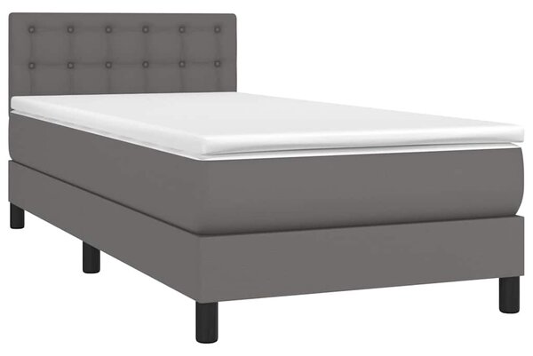 Box spring postel s matrací a LED šedá 80 x 200 cm umělá kůže 3134193