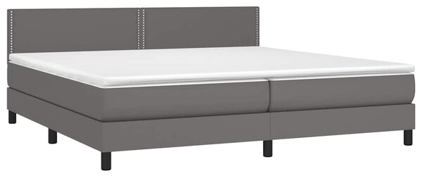 Box spring postel s matrací a LED šedá 200x200 cm umělá kůže 3134187