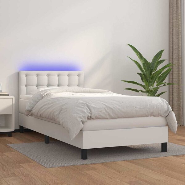 Box spring postel s matrací a LED bílá 80 x 200 cm umělá kůže 3134190