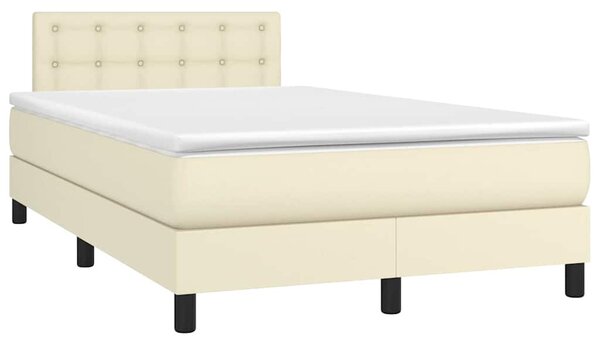 Box spring postel s matrací a LED krémová 120x200 cm umělá kůže 3134215