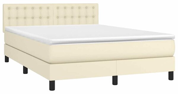 Box spring postel s matrací a LED krémová 140x190 cm umělá kůže 3134221