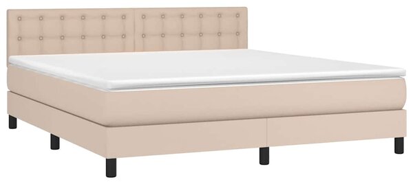 Box spring postel matrace a LED cappuccino 160x200cm umělá kůže 3134236
