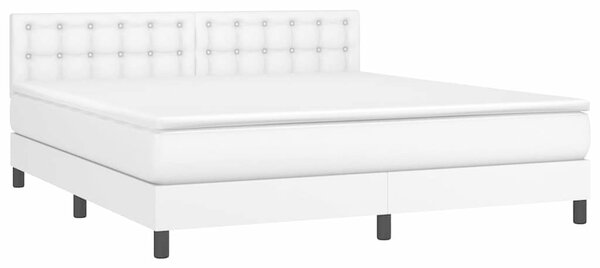 Box spring postel s matrací a LED bílá 180x200 cm umělá kůže 3134238