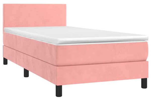 Box spring postel s matrací a LED růžová 80 x 200 cm samet 3134254