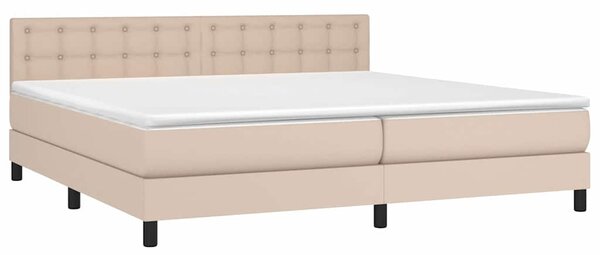 Box spring postel matrace a LED cappuccino 200x200cm umělá kůže 3134248