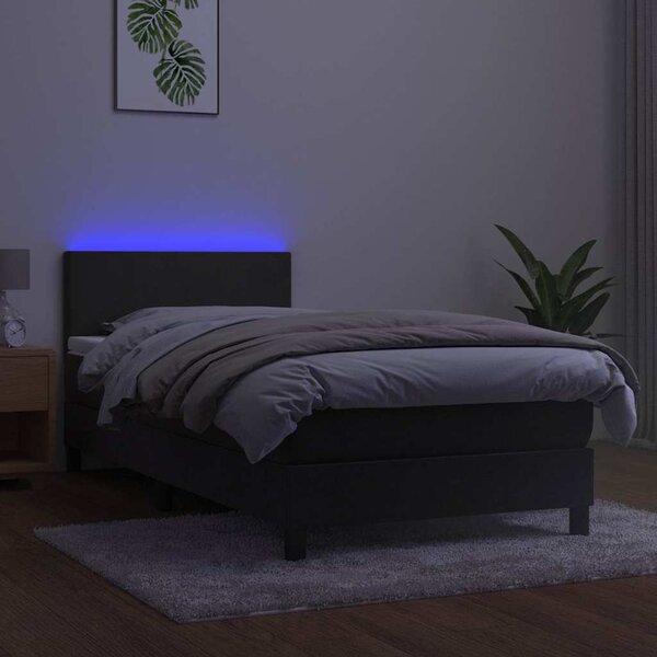 Box spring postel s matrací a LED tmavě šedá 80 x 200 cm samet 3134250