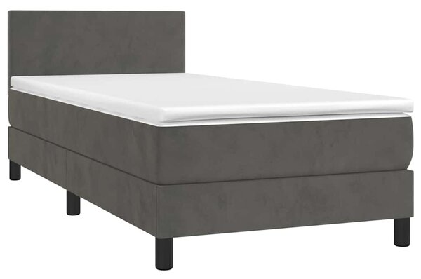 Box spring postel s matrací a LED tmavě šedá 80 x 200 cm samet 3134250