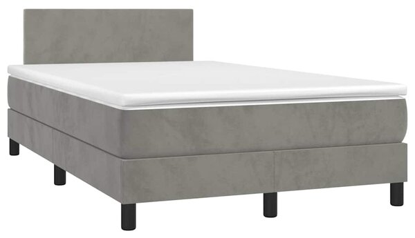 Box spring postel s matrací a LED světle šedá 120x200 cm samet 3134273