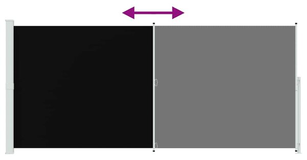 Zatahovací boční markýza/zástěna 220 x 514 cm černá 313429
