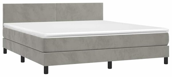 Box spring postel s matrací a LED světle šedá 160x200 cm samet 3134291