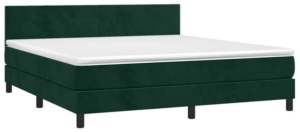 Box spring postel s matrací a LED tmavě zelená 160x200 cm samet 3134294
