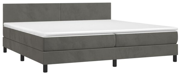 Box spring postel s matrací a LED tmavě šedá 200x200 cm samet 3134304