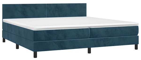 Box spring postel s matrací a LED tmavě modrá 200x200 cm samet 3134307