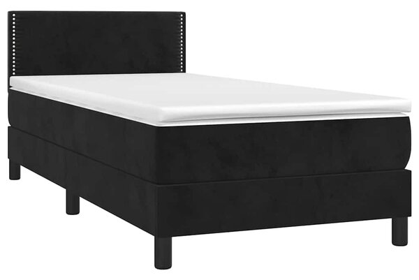 Box spring postel s matrací a LED černá 100x200 cm samet 3134329