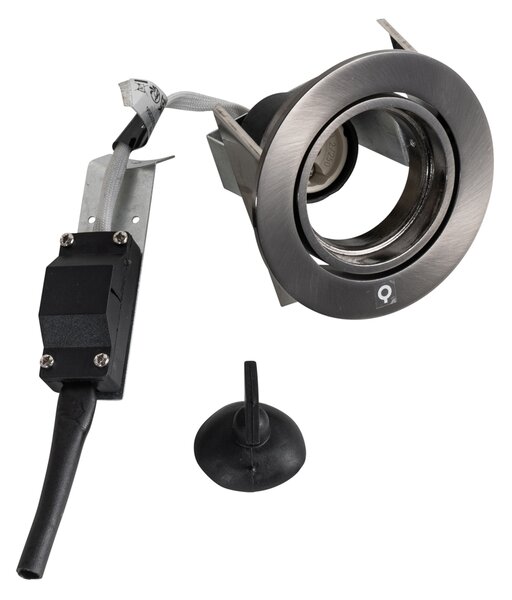 Sada 6 moderních zapuštěných bodových svítidel Cisco, kovově šedá, GU10, kulatá, 50mm, naklápěcí