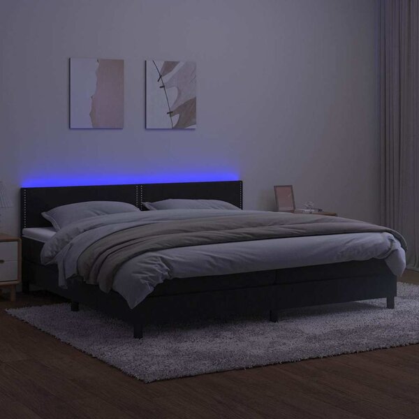 Box spring postel s matrací a LED černá 200x200 cm samet 3134365
