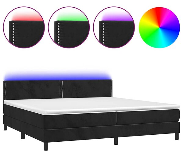 Box spring postel s matrací a LED černá 200x200 cm samet 3134365
