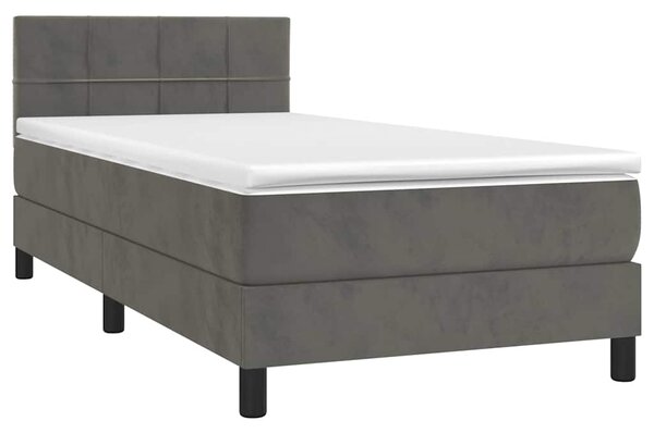 Box spring postel s matrací a LED tmavě šedá 80 x 200 cm samet 3134370