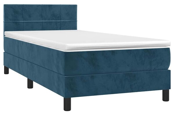 Box spring postel s matrací a LED tmavě modrá 80 x 200 cm samet 3134373