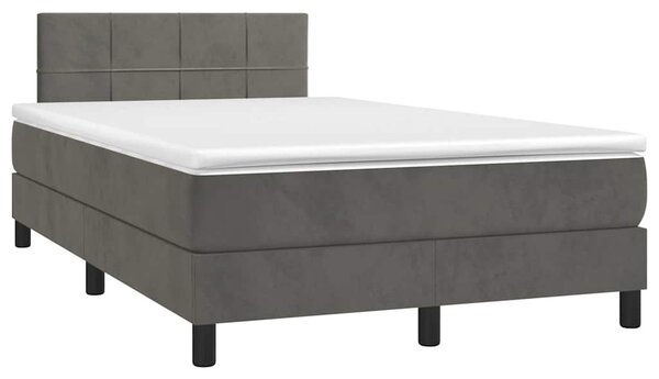 Box spring postel s matrací a LED tmavě šedá 120x200 cm samet 3134394