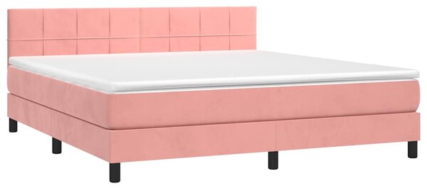 Box spring postel s matrací a LED růžová 160x200 cm samet 3134416
