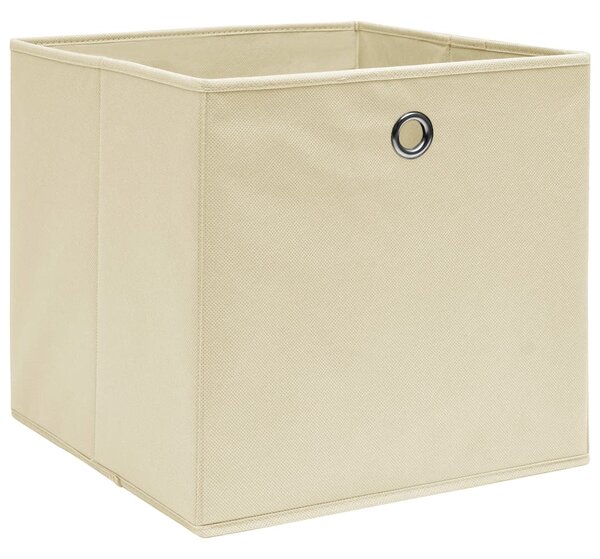 Úložné boxy 10 ks netkaná textilie 28 x 28 x 28 cm krémové