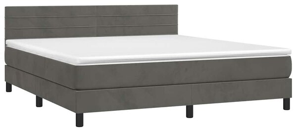Box spring postel s matrací a LED tmavě šedá 160x200 cm samet 3134472