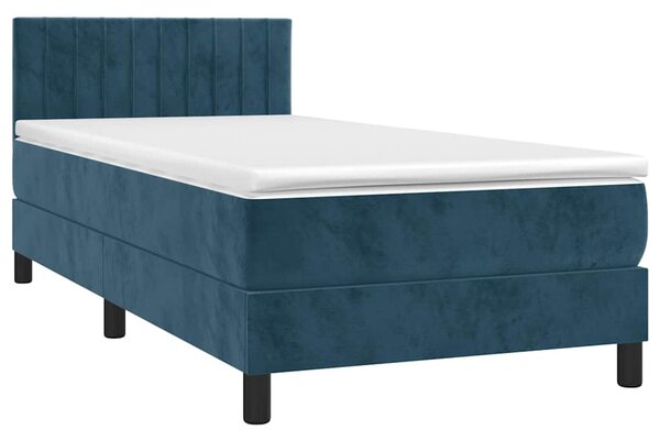 Box spring postel s matrací a LED tmavě modrá 80 x 200 cm samet 3134493