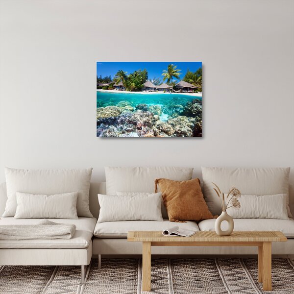 Skleněný obraz pláže na tropickém ostrově (70x50 cm)