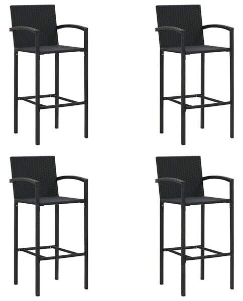 Barové stoličky 4 ks černé polyratan 313455
