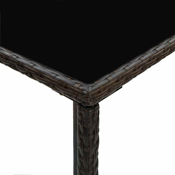 Zahradní barový stůl hnědý 70 x 70 x 110 cm polyratan a sklo 313457