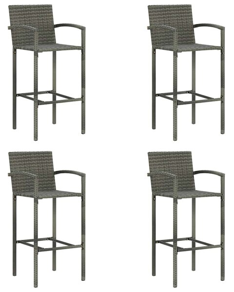 Barové stoličky 4 ks šedé polyratan 313456