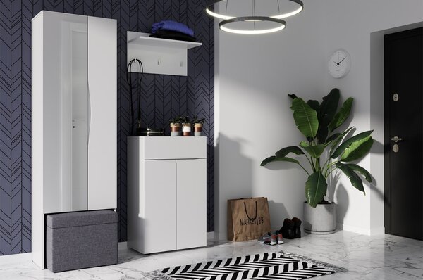 Szynaka Předsíňová skříň Lucca 08 60 cm se zrcadlem bílá