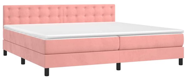 Box spring postel s matrací a LED růžová 200x200 cm samet 3134668