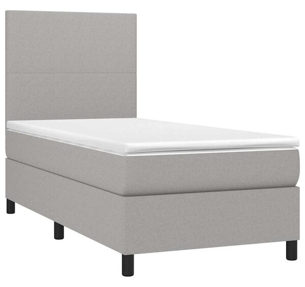 Box spring postel s matrací a LED světle šedá 80x200 cm textil 3134669