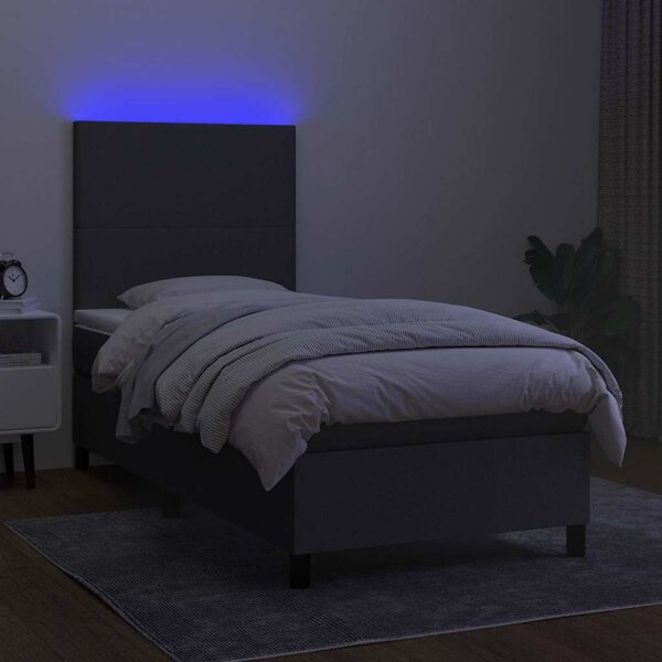 Box spring postel s matrací a LED tmavě šedá 80 x 200 cm textil 3134670
