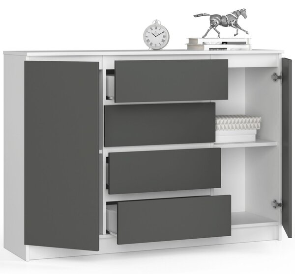 Ak furniture Komoda TOVE K 138,4 cm bílá/grafit