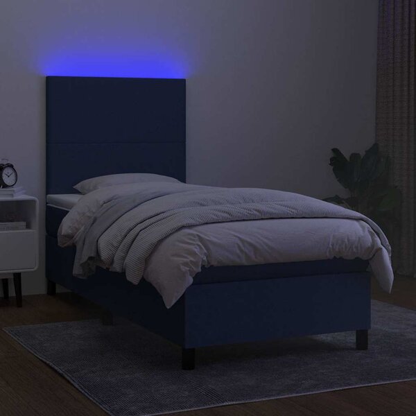 Box spring postel s matrací a LED modrá 80 x 200 cm textil 3134675