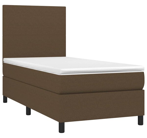 Box spring postel s matrací a LED tmavě hnědá 80x200 cm textil 3134672