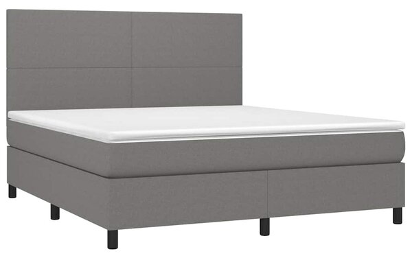 Box spring postel s matrací a LED tmavě šedá 160x200 cm textil 3134726