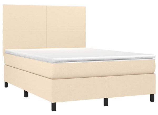 Box spring postel s matrací a LED krémová 140x190 cm textil 3134714