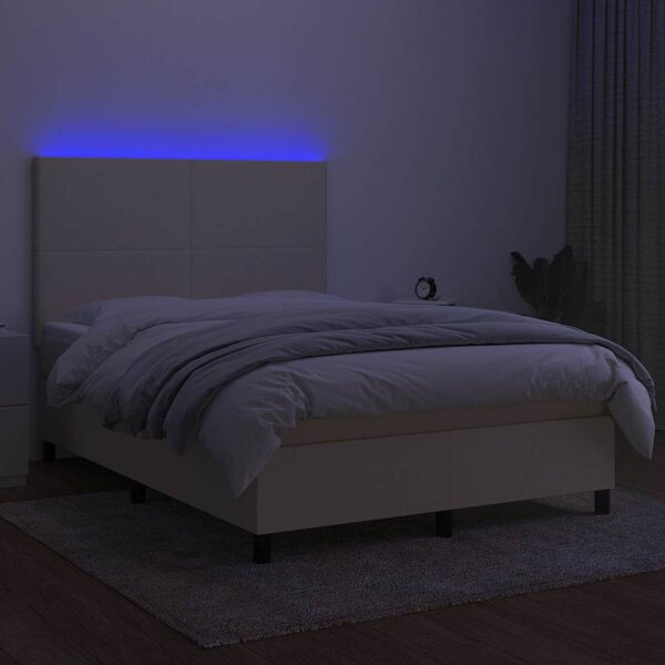 Box spring postel s matrací a LED krémová 140x190 cm textil 3134714