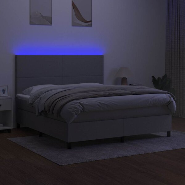 Box spring postel s matrací a LED světle šedá 160x200 cm textil 3134725