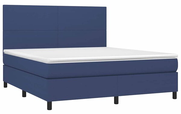 Box spring postel s matrací a LED modrá 160x200 cm textil 3134731