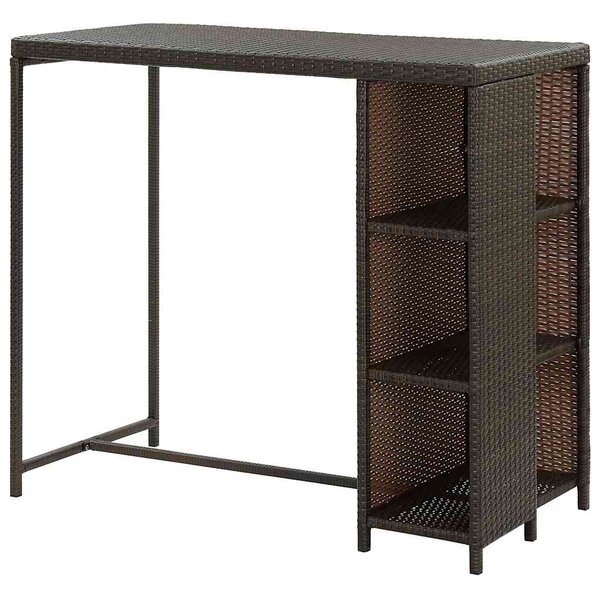 Barový stolek s úložným regálem hnědý 120x60x110 cm polyratan 313475