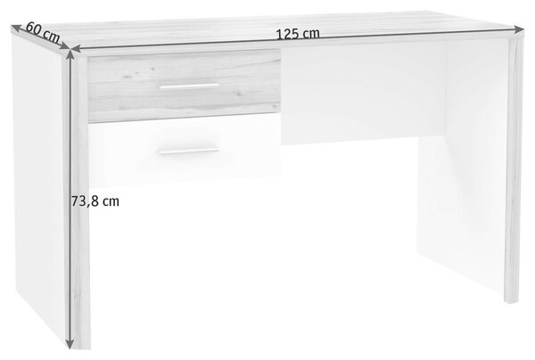 PSACÍ STŮL, bílá, barvy dubu, 125/60/73,8 cm Xora - Dětské pokoje sestavy