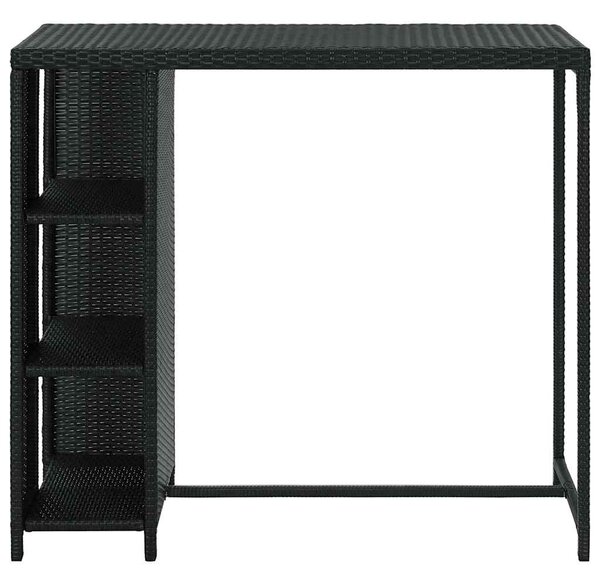 Barový stolek s úložným regálem černý 120x60x110 cm polyratan 313476