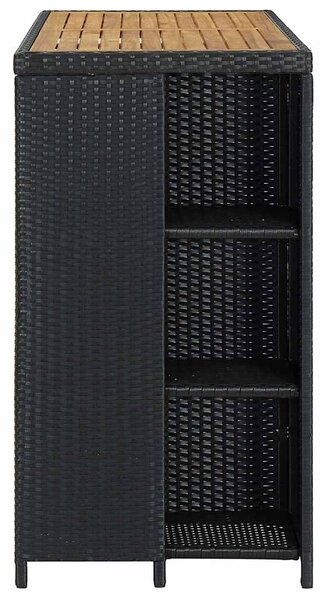 Barový stolek s úložným regálem černý 120x60x110 cm polyratan 313478